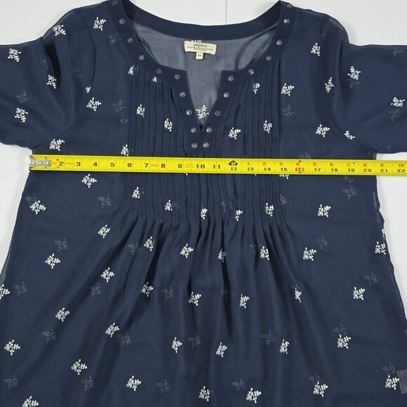 Papaya Weekend Women's Navy Semi Sheer Embroider 3/4 Length Sleeves Blouse Sz 16 - Picture 10 of 12